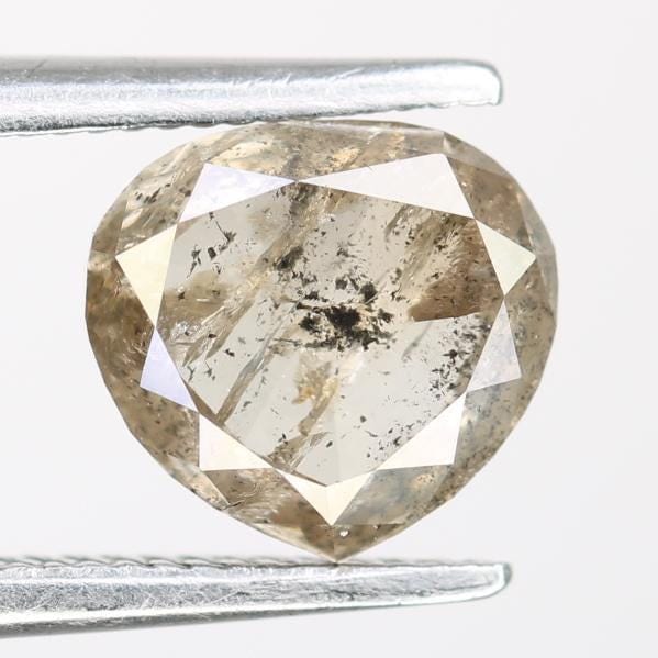 1.26 Carat Natural Salt and Pepper Heart-Shaped Diamond | 6.50x7.00x3.20mm Opaque Loose Gemstone | Unique Heart Cut Diamond
