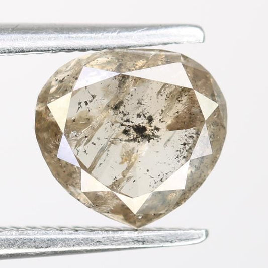 1.26 Carat Natural Salt and Pepper Heart-Shaped Diamond | 6.50x7.00x3.20mm Opaque Loose Gemstone | Unique Heart Cut Diamond