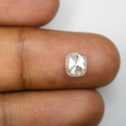 1.53 Carat Natural Salt and Pepper Cushion-Shaped Diamond | 7.10x6.20x3.50mm Opaque Loose Gemstone | Unique Cushion Cut Diamond