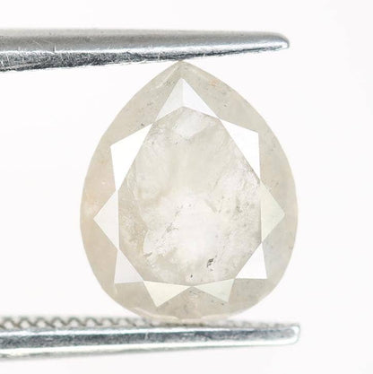 1.73 Carat Natural Grey Pear-Shaped Diamond | 8.30x6.80x3.60mm Opaque Loose Gemstone | Unique Grey Diamond