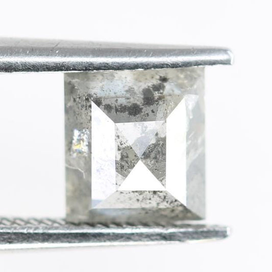 1.37 Carat Natural Salt and Pepper Square-Shaped Diamond | 6.00x5.50x3.80mm Opaque Loose Gemstone | Unique Square Cut Diamond