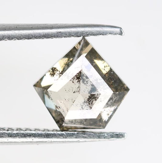 1.16 Carat Natural Salt and Pepper Geometric Diamond | 7.00x7.20x3.40mm Opaque Loose Gemstone | Unique Geometric Cut Diamond