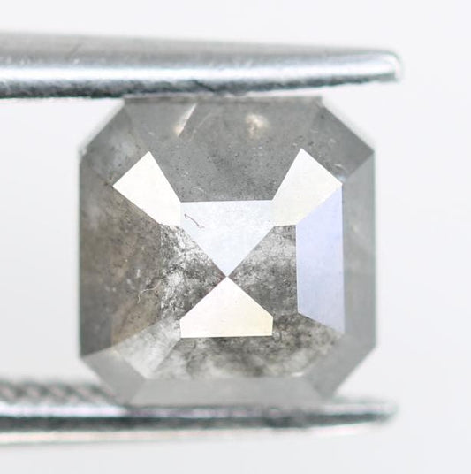 1.46 Carat Natural Salt and Pepper Emerald-Shaped Diamond | 6.40x6.30x3.60mm Opaque Loose Gemstone | Unique Emerald Cut Diamond