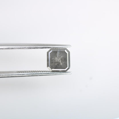 1.46 Carat Natural Salt and Pepper Emerald-Shaped Diamond | 6.40x6.30x3.60mm Opaque Loose Gemstone | Unique Emerald Cut Diamond