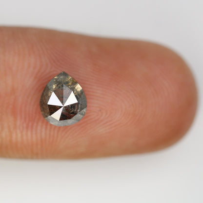 1.64 Carat Natural Salt and Pepper Pear-Shaped Diamond | 7.20x6.20x4.50mm Opaque Loose Gemstone | Unique Pear Cut Diamond