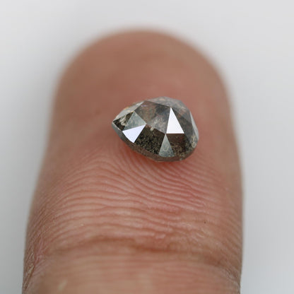1.64 Carat Natural Salt and Pepper Pear-Shaped Diamond | 7.20x6.20x4.50mm Opaque Loose Gemstone | Unique Pear Cut Diamond