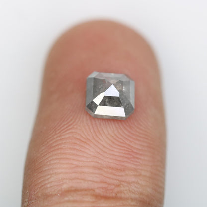 1.46 Carat Natural Salt and Pepper Emerald-Shaped Diamond | 6.40x6.30x3.60mm Opaque Loose Gemstone | Unique Emerald Cut Diamond