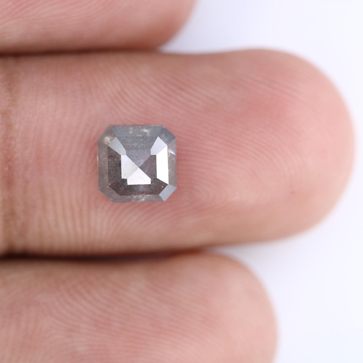 1.46 Carat Natural Salt and Pepper Emerald-Shaped Diamond | 6.40x6.30x3.60mm Opaque Loose Gemstone | Unique Emerald Cut Diamond