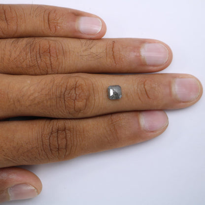 1.46 Carat Natural Salt and Pepper Emerald-Shaped Diamond | 6.40x6.30x3.60mm Opaque Loose Gemstone | Unique Emerald Cut Diamond