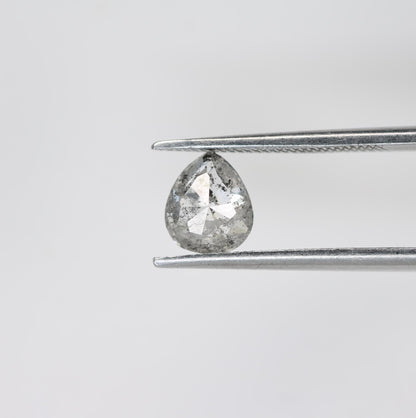 0.92 Carat Natural Salt and Pepper Pear-Shaped Diamond | 6.70x5.80x3.10mm Opaque Loose Gemstone | Unique Pear Cut Diamond