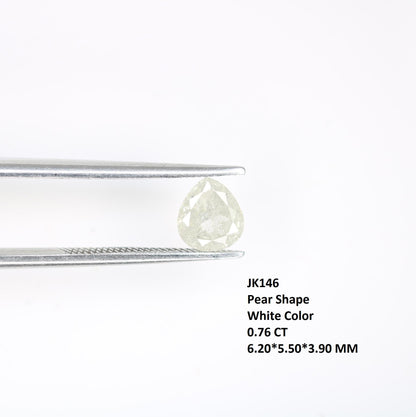 0.76 Carat Natural White Pear-Shaped Diamond | 6.20x5.50x3.90mm Opaque Loose Gemstone | Unique White Diamond