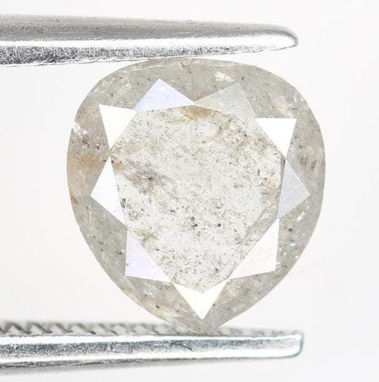 0.95 Carat Natural Salt and Pepper Pear-Shaped Diamond | 6.70x6.40x2.50mm Opaque Loose Gemstone | Unique Pear Cut Diamond