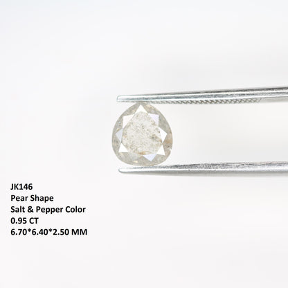 0.95 Carat Natural Salt and Pepper Pear-Shaped Diamond | 6.70x6.40x2.50mm Opaque Loose Gemstone | Unique Pear Cut Diamond