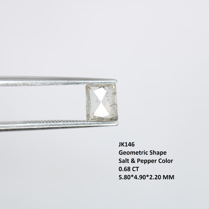 0.68 Carat Natural Salt and Pepper Geometric Diamond | 5.80x4.90x2.20mm Opaque Loose Gemstone | Unique Geometric Cut Diamond