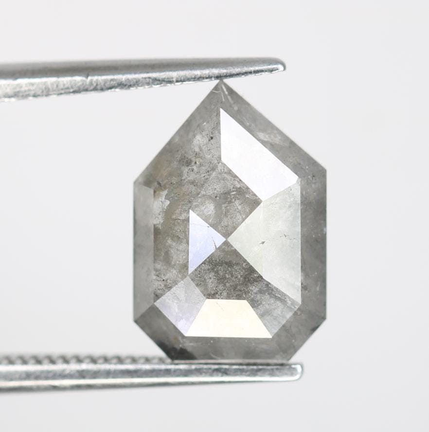 2.11 Carat Natural Salt and Pepper Prism Diamond | 10.60x7.20x3.00mm Opaque Loose Gemstone | Unique Rustic Prism Cut Diamond