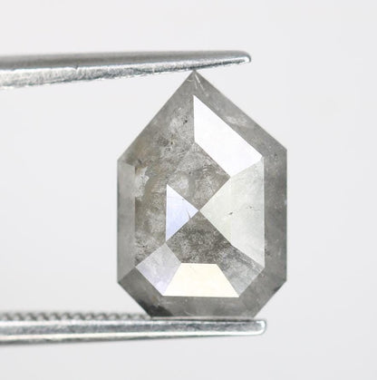 2.11 Carat Natural Salt and Pepper Prism Diamond | 10.60x7.20x3.00mm Opaque Loose Gemstone | Unique Rustic Prism Cut Diamond