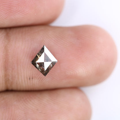 1.01 Carat Natural Salt and Pepper Kite-Shaped Diamond | 8.00x6.70x3.10mm Opaque Loose Gemstone | Unique Kite Cut Diamond