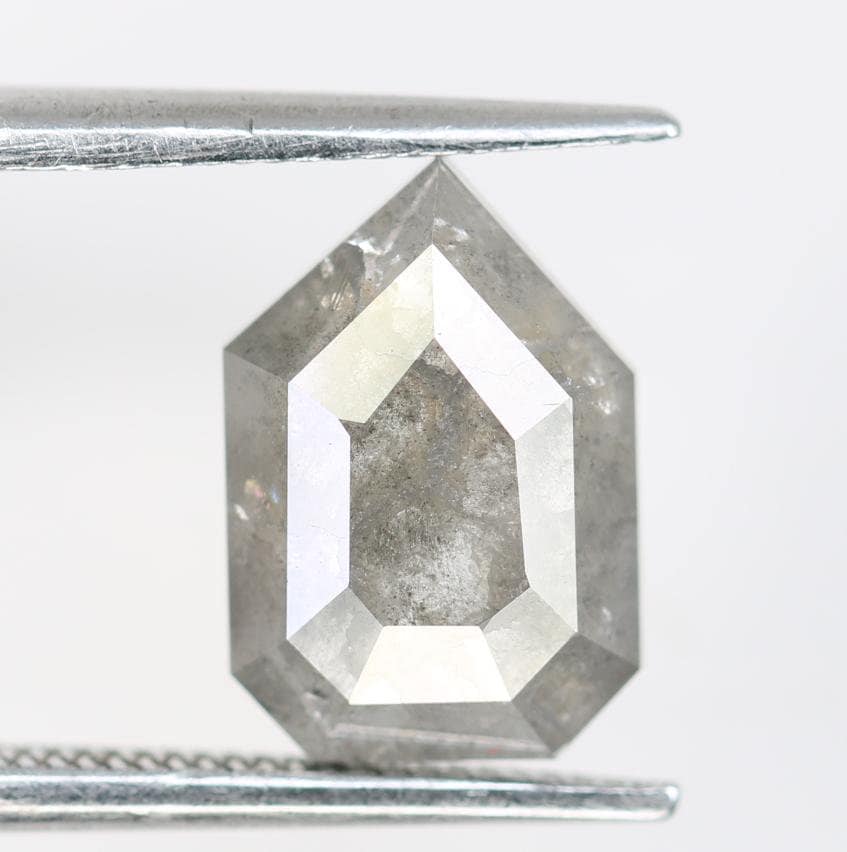 2.02 Carat Natural Salt and Pepper Prism Diamond | 10.40x7.10x2.90mm Opaque Loose Gemstone | Unique Prism Cut Diamond