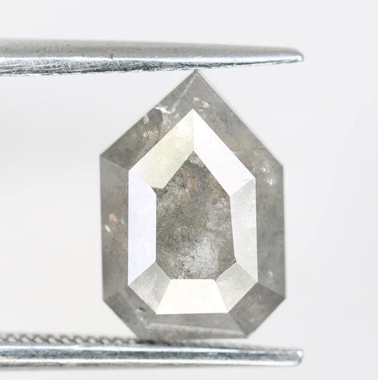 2.02 Carat Natural Salt and Pepper Prism Diamond | 10.40x7.10x2.90mm Opaque Loose Gemstone | Unique Prism Cut Diamond