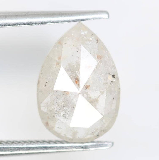 1.57 Carat Natural Grey Pear-Shaped Diamond | 10x7x3mm Opaque Loose Gemstone for Jewelry | Unique Pear Cut Grey Diamond