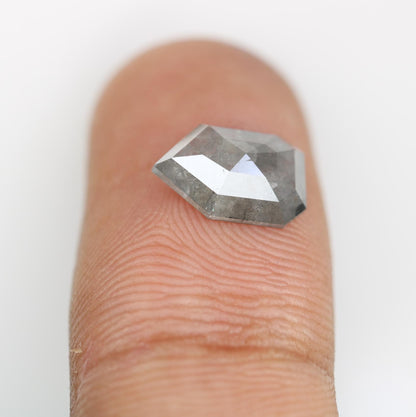 2.11 Carat Natural Salt and Pepper Prism Diamond | 10.60x7.20x3.00mm Opaque Loose Gemstone | Unique Rustic Prism Cut Diamond