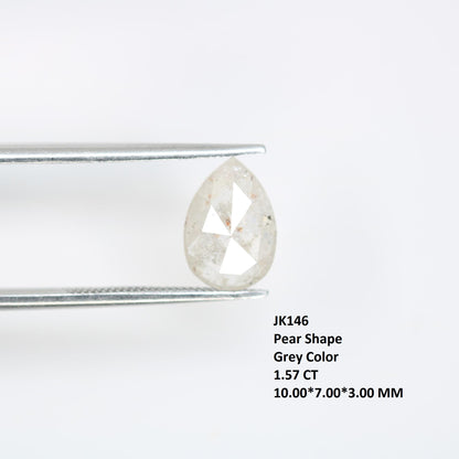 1.57 Carat Natural Grey Pear-Shaped Diamond | 10x7x3mm Opaque Loose Gemstone for Jewelry | Unique Pear Cut Grey Diamond