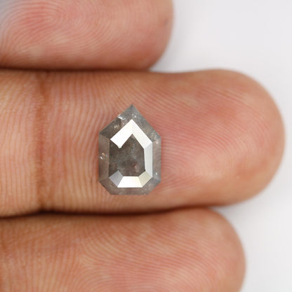 2.02 Carat Natural Salt and Pepper Prism Diamond | 10.40x7.10x2.90mm Opaque Loose Gemstone | Unique Prism Cut Diamond