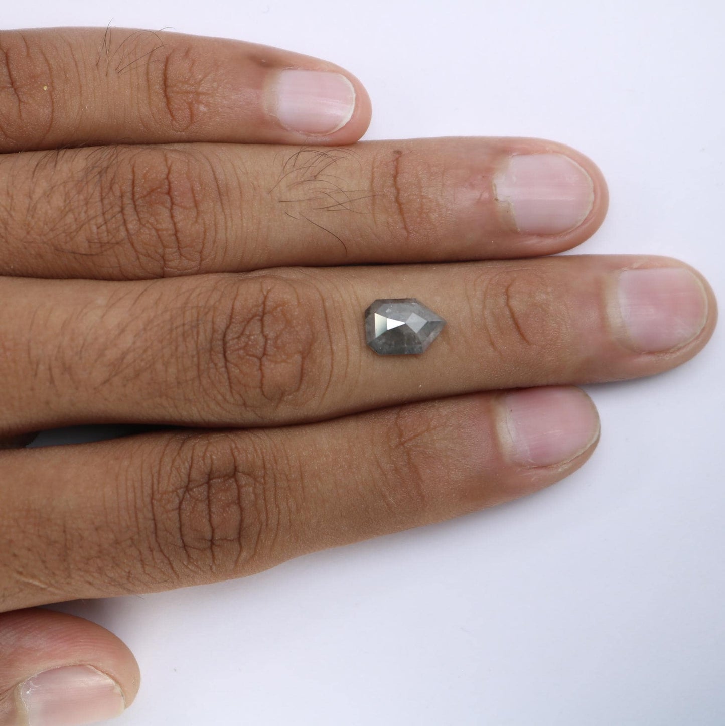 2.11 Carat Natural Salt and Pepper Prism Diamond | 10.60x7.20x3.00mm Opaque Loose Gemstone | Unique Rustic Prism Cut Diamond