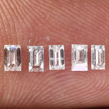 Natural Salt & Pepper Baguette Diamond 0.42ct SI Clarity, 5 Pieces, Raw Gemstone for Engagement Ring, Custom Jewelry, Unique Diamonds