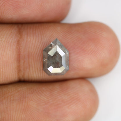 2.02 Carat Natural Salt and Pepper Prism Diamond | 10.40x7.10x2.90mm Opaque Loose Gemstone | Unique Prism Cut Diamond
