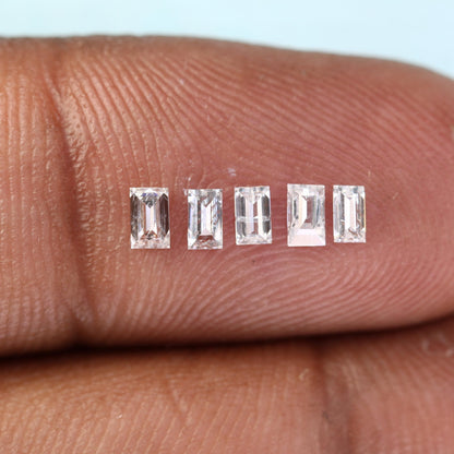 Natural Salt & Pepper Baguette Diamond 0.42ct SI Clarity, 5 Pieces, Raw Gemstone for Engagement Ring, Custom Jewelry, Unique Diamonds