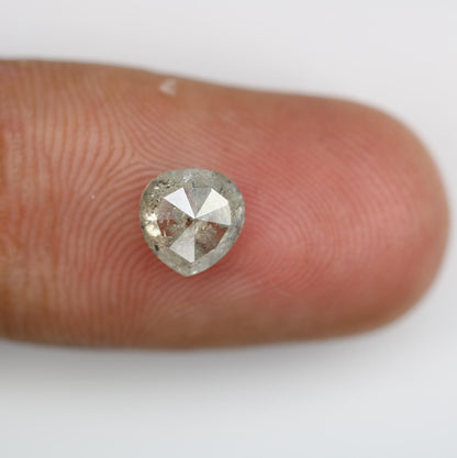 1.27 Carat Natural Salt and Pepper Heart-Shaped Diamond | 6.70x6.50x3.40mm Opaque Loose Gemstone for Jewelry | Unique Heart Cut Diamond