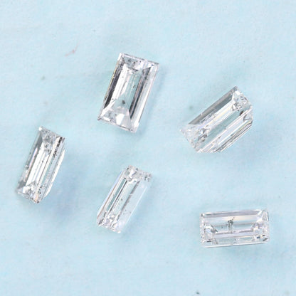 Natural Salt & Pepper Baguette Diamond 0.42ct SI Clarity, 5 Pieces, Raw Gemstone for Engagement Ring, Custom Jewelry, Unique Diamonds