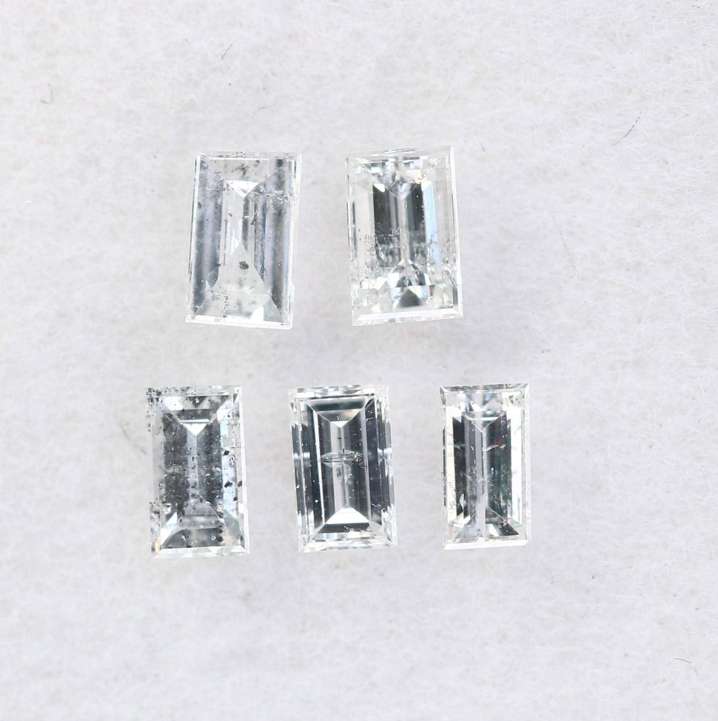 Natural Salt & Pepper Baguette Diamond 0.42ct SI Clarity, 5 Pieces, Raw Gemstone for Engagement Ring, Custom Jewelry, Unique Diamonds