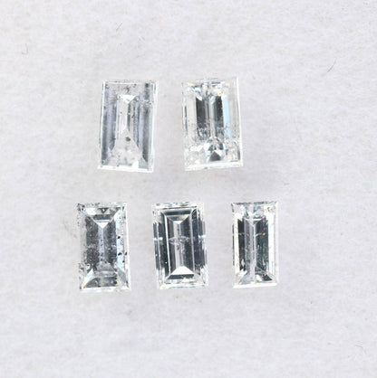 Natural Salt & Pepper Baguette Diamond 0.42ct SI Clarity, 5 Pieces, Raw Gemstone for Engagement Ring, Custom Jewelry, Unique Diamonds