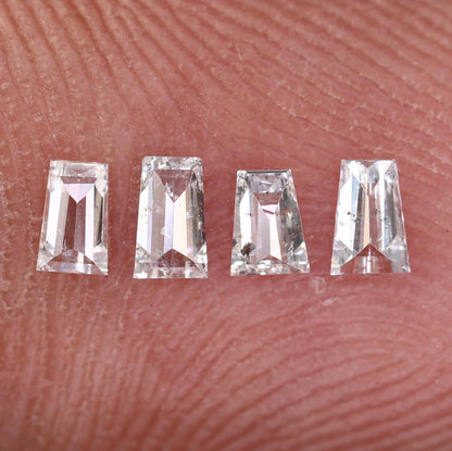 Natural Salt & Pepper Diamond Baguette 0.29ct SI Clarity, 4 Pcs, Raw Engagement Ring Stone, Ethical Custom Jewelry, Rustic Gemstones