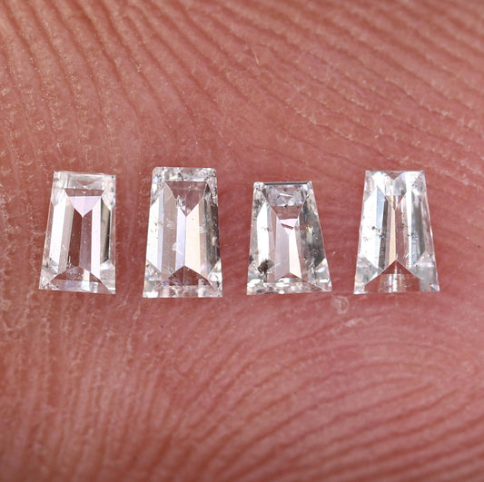 Natural Salt & Pepper Diamond Baguette 0.29ct SI Clarity, 4 Pcs, Raw Engagement Ring Stone, Ethical Custom Jewelry, Rustic Gemstones