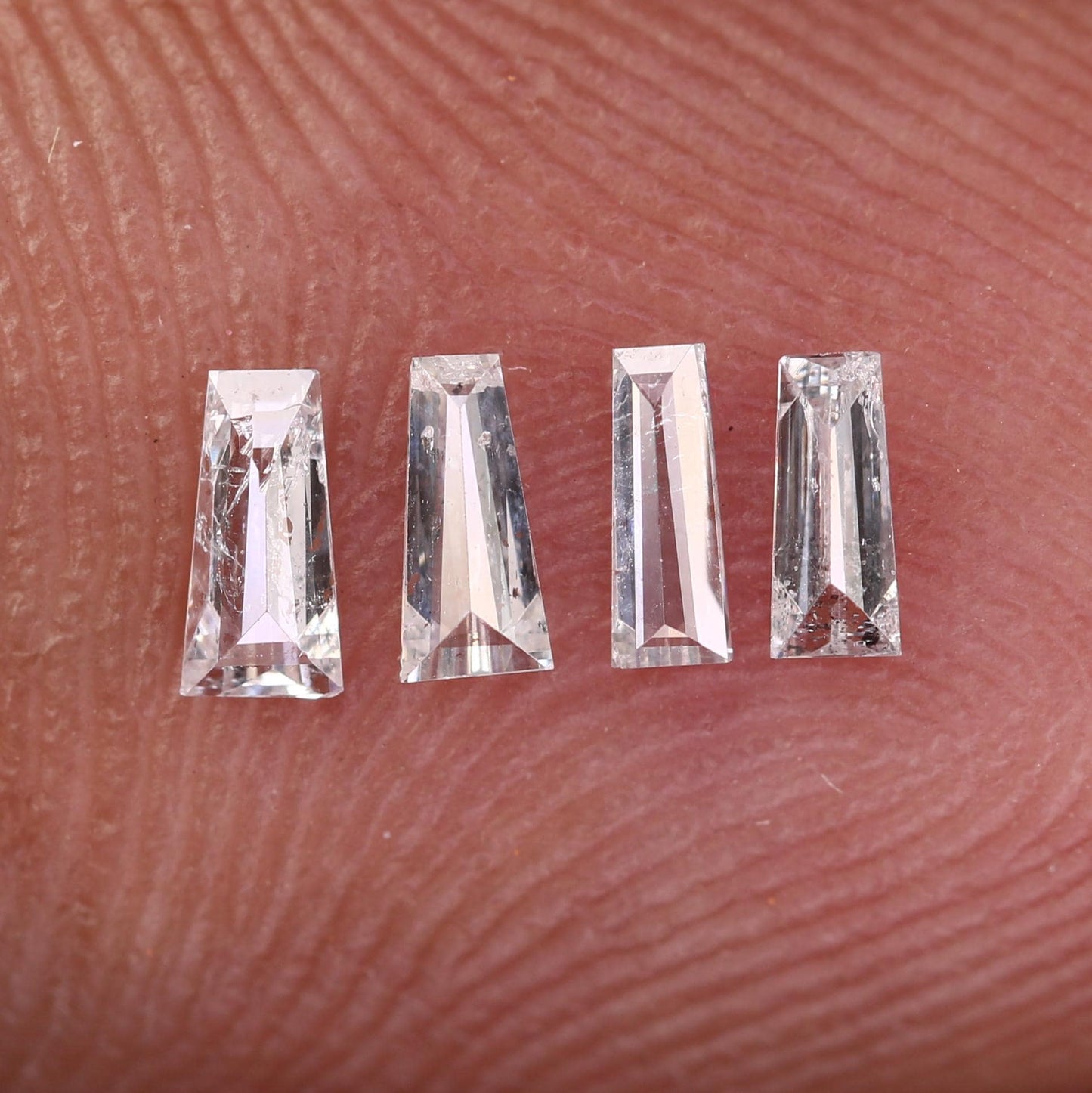 Natural Salt and Pepper Diamonds - 0.26 CT Baguette Cut, SI Clarity, 3.80-4.10 MM (Set of 4) for Jewelry Design & Crafting