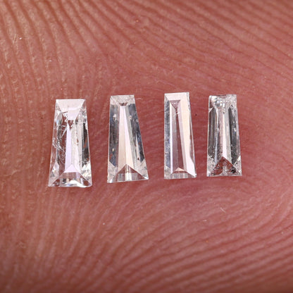 Natural Salt and Pepper Diamonds - 0.26 CT Baguette Cut, SI Clarity, 3.80-4.10 MM (Set of 4) for Jewelry Design & Crafting