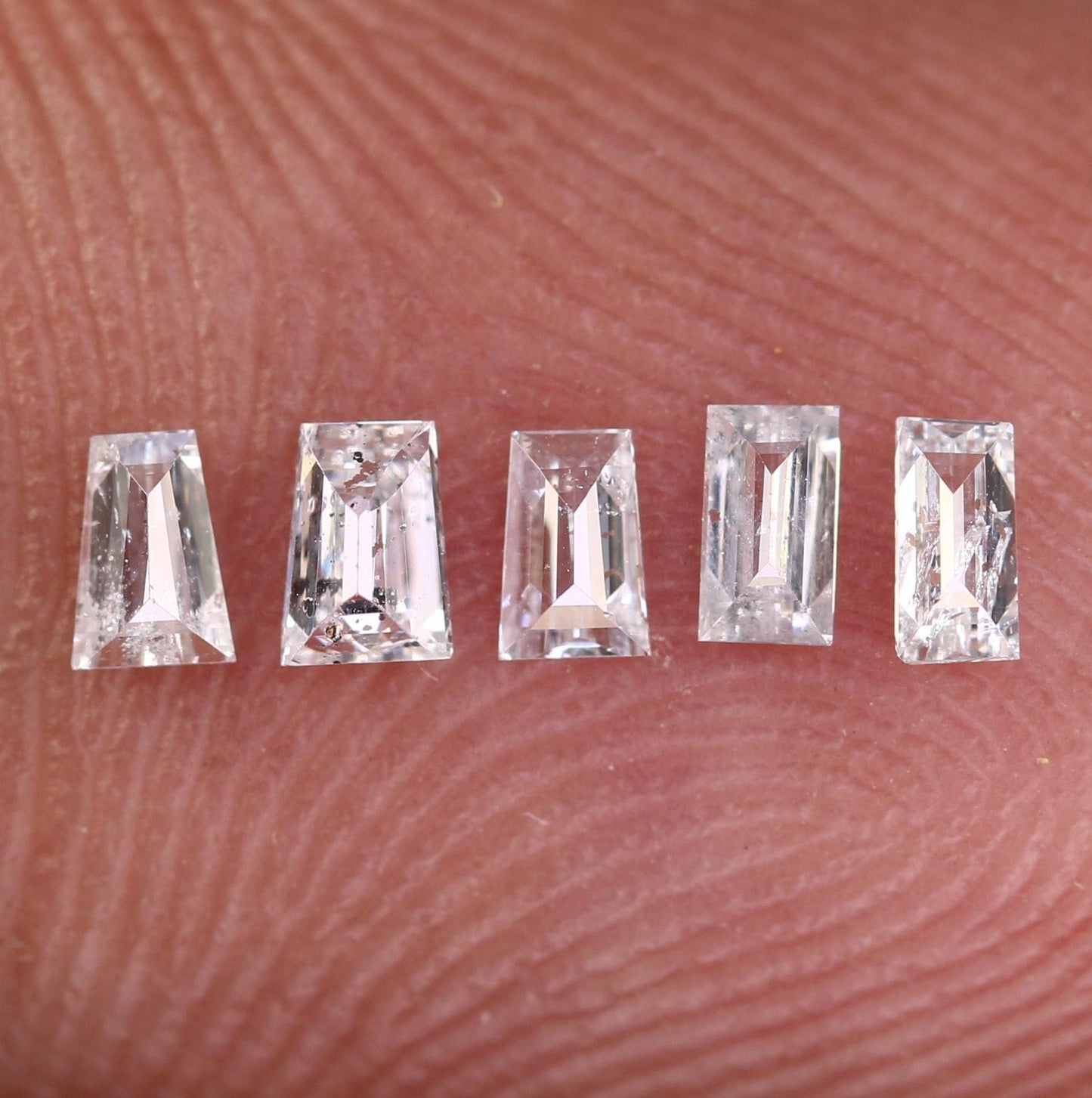 Natural Salt and Pepper Diamonds - 0.29 CT Baguette Cut, SI Clarity, 2.80-3.10 MM (Set of 5) for Jewelry Making & Design