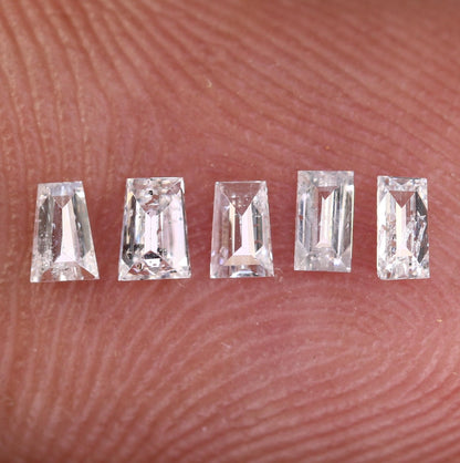 Natural Salt and Pepper Diamonds - 0.29 CT Baguette Cut, SI Clarity, 2.80-3.10 MM (Set of 5) for Jewelry Making & Design