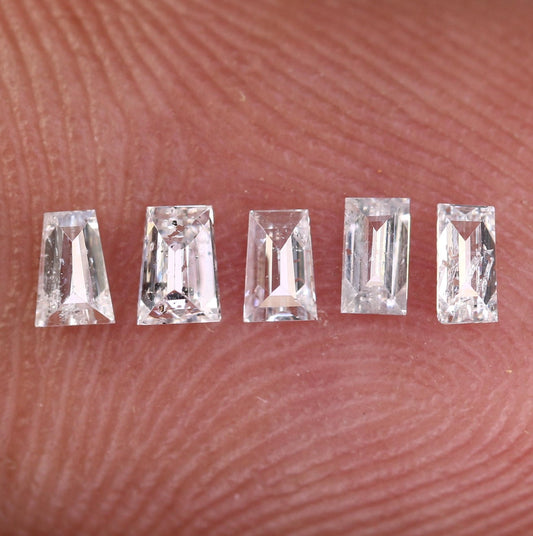 Natural Salt and Pepper Diamonds - 0.29 CT Baguette Cut, SI Clarity, 2.80-3.10 MM (Set of 5) for Jewelry Making & Design