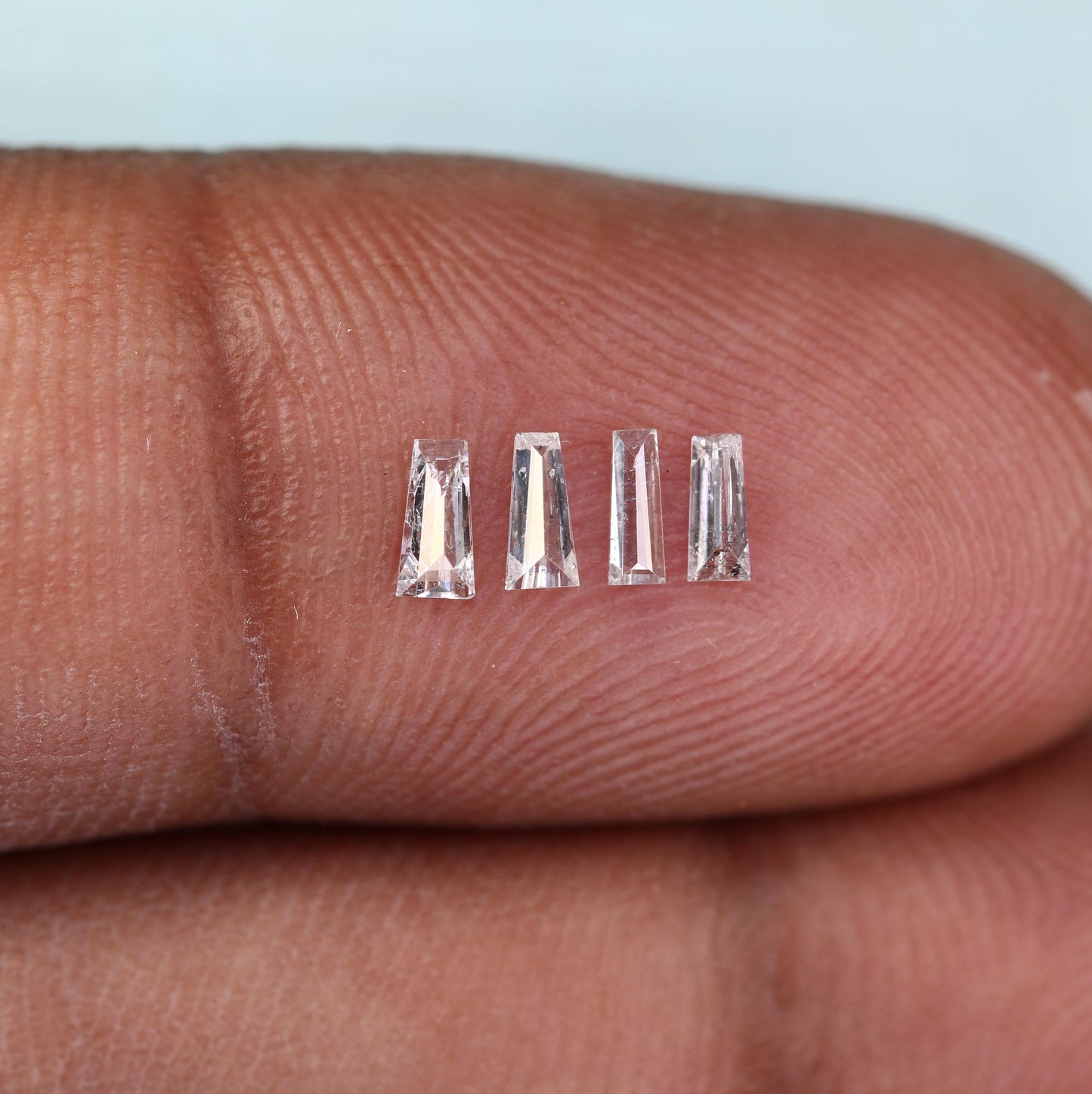 Natural Salt and Pepper Diamonds - 0.26 CT Baguette Cut, SI Clarity, 3.80-4.10 MM (Set of 4) for Jewelry Design & Crafting