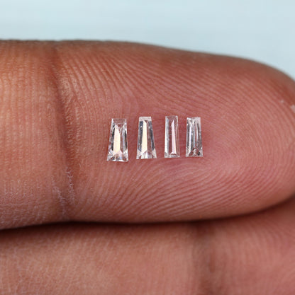 Natural Salt and Pepper Diamonds - 0.26 CT Baguette Cut, SI Clarity, 3.80-4.10 MM (Set of 4) for Jewelry Design & Crafting