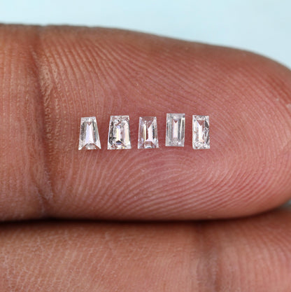 Natural Salt and Pepper Diamonds - 0.29 CT Baguette Cut, SI Clarity, 2.80-3.10 MM (Set of 5) for Jewelry Making & Design