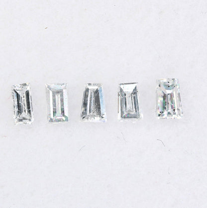 Natural Salt and Pepper Diamonds - 0.29 CT Baguette Cut, SI Clarity, 2.80-3.10 MM (Set of 5) for Jewelry Making & Design