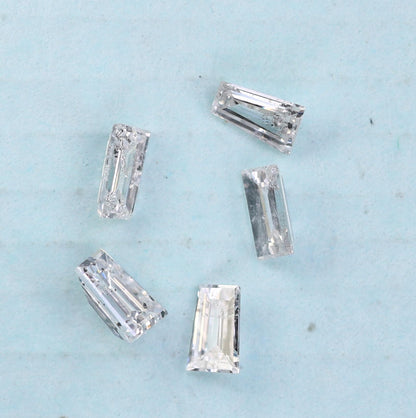 Natural Salt and Pepper Diamonds - 0.29 CT Baguette Cut, SI Clarity, 2.80-3.10 MM (Set of 5) for Jewelry Making & Design
