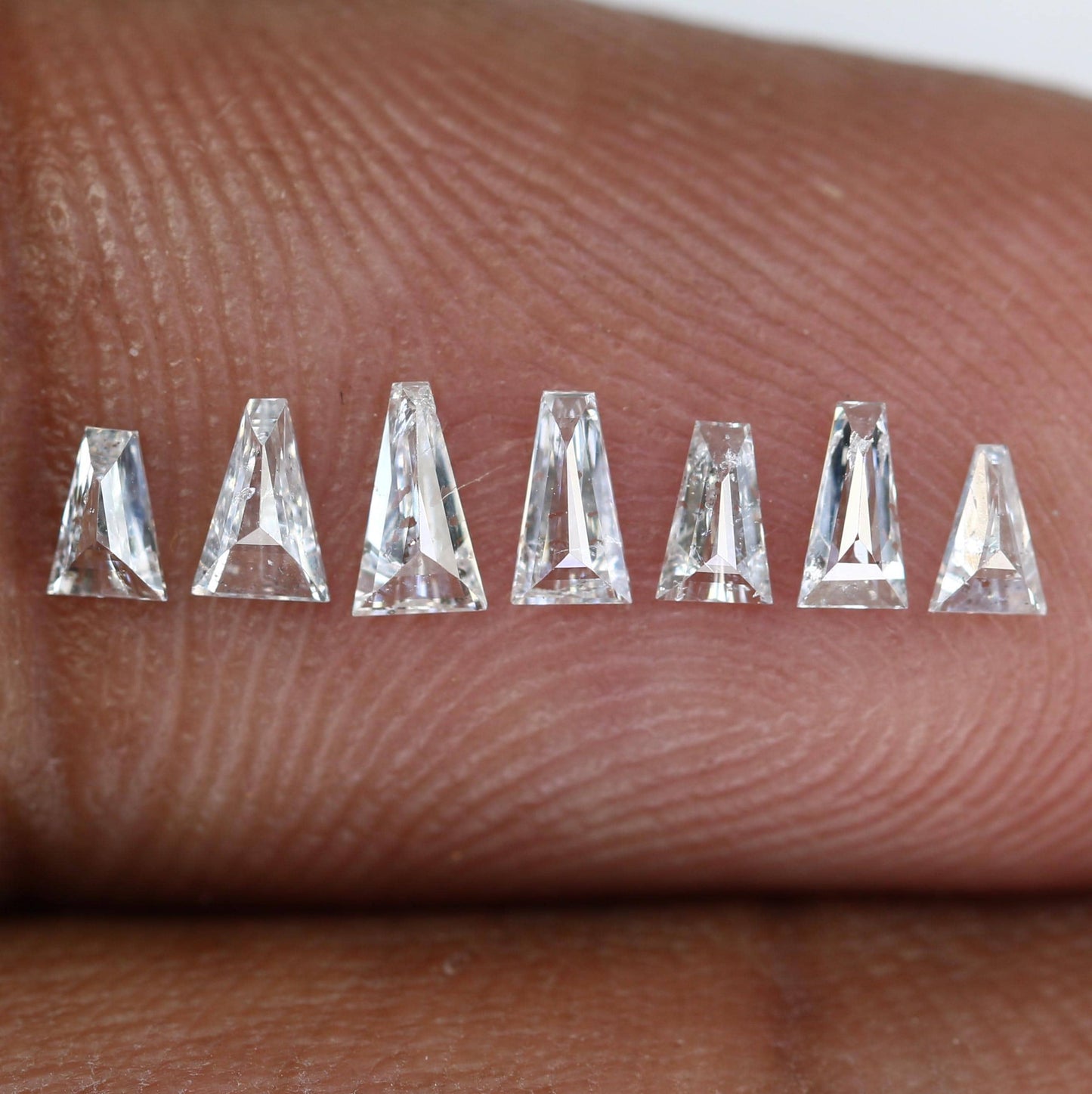 Natural Salt and Pepper Baguette Diamonds - 0.41 CT SI Clarity, 3.00-4.10 MM (Set of 7) for Jewelry Making and Custom Design