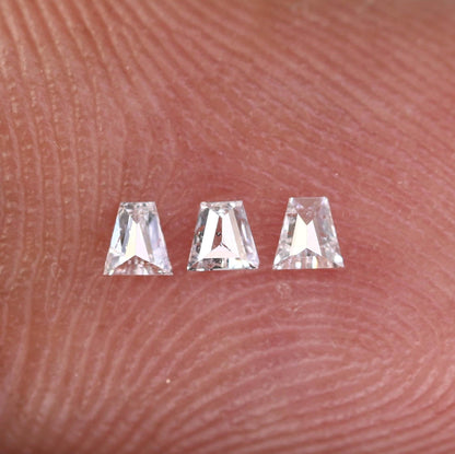 Natural Salt and Pepper Diamonds - 0.11 CT Baguette Cut, SI Clarity, 2.10-2.20 MM (Set of 3) for Custom Jewelry Design