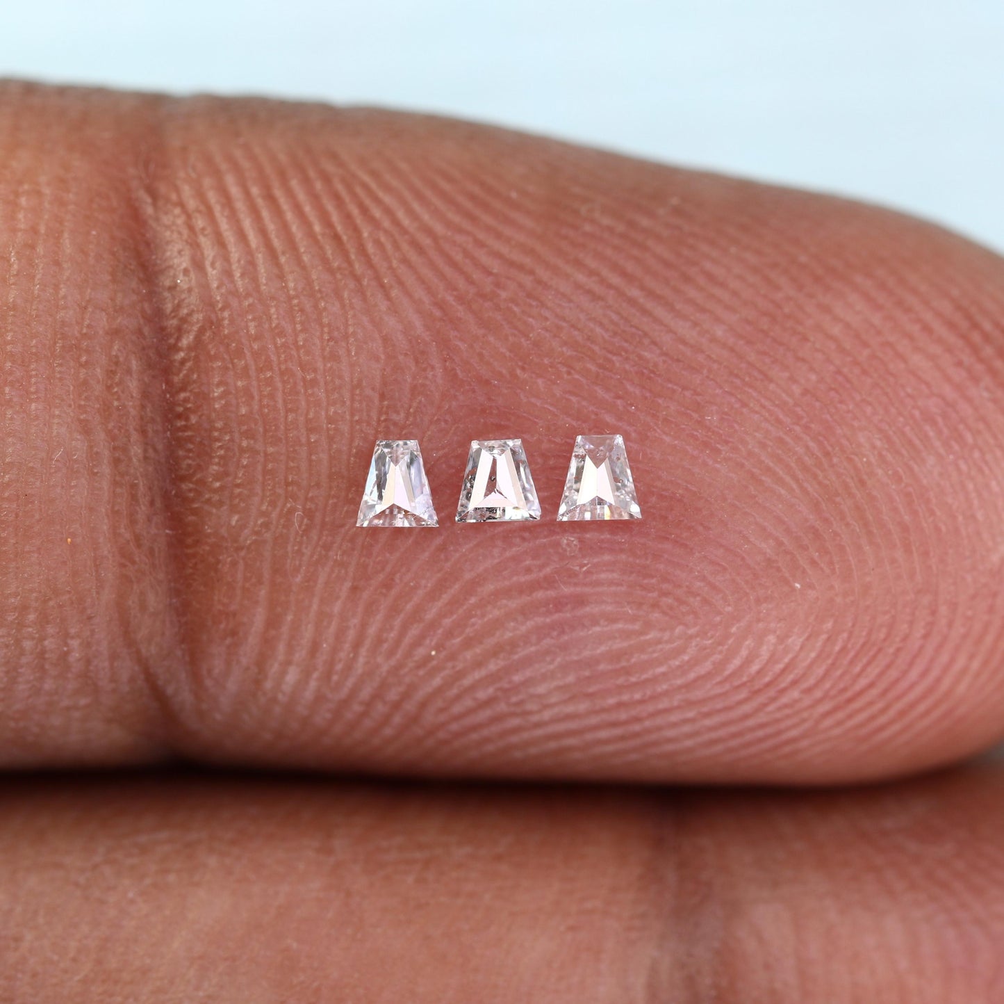 Natural Salt and Pepper Diamonds - 0.11 CT Baguette Cut, SI Clarity, 2.10-2.20 MM (Set of 3) for Custom Jewelry Design